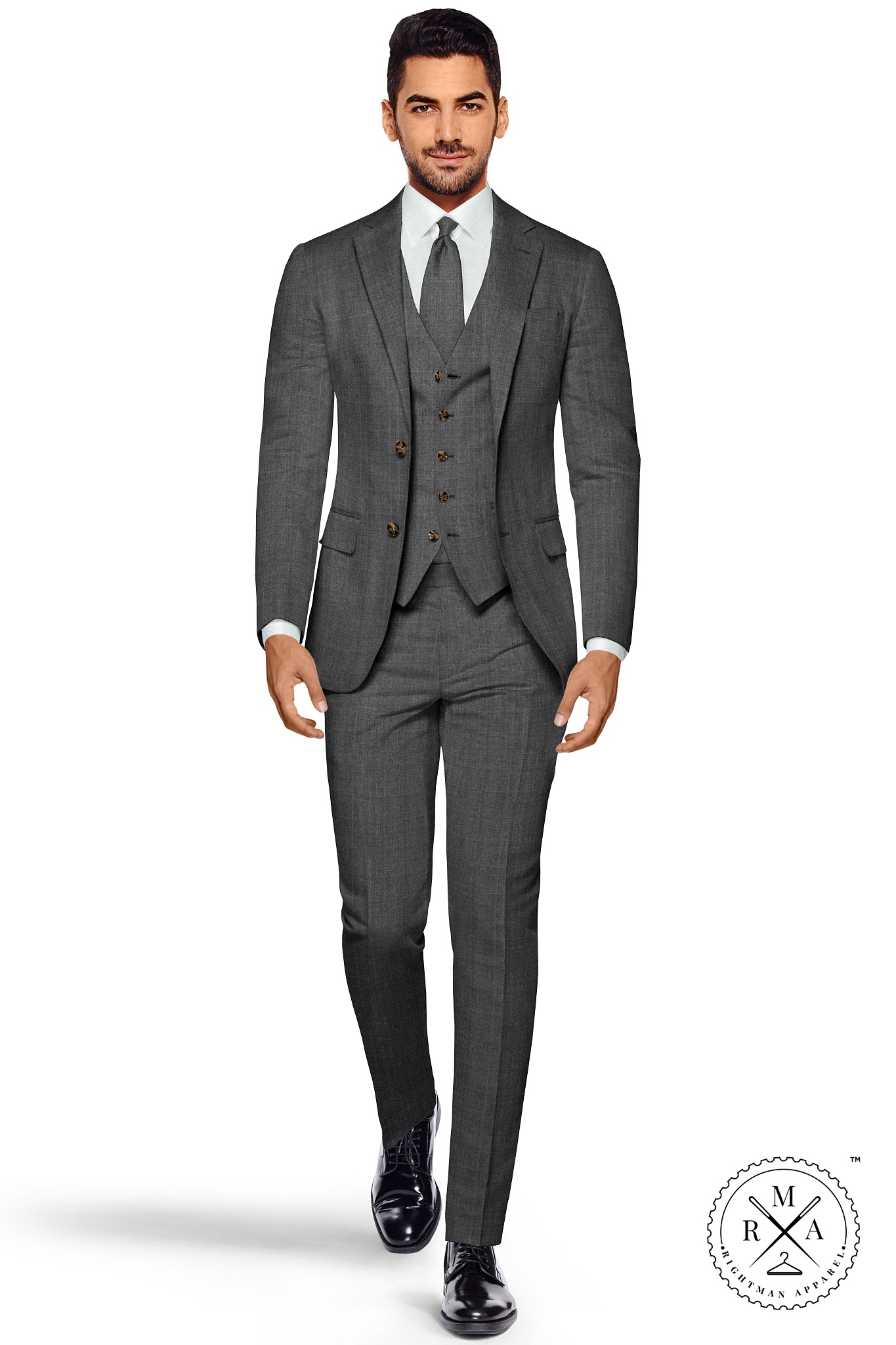 Textured Grey Three Piece Suit SU114